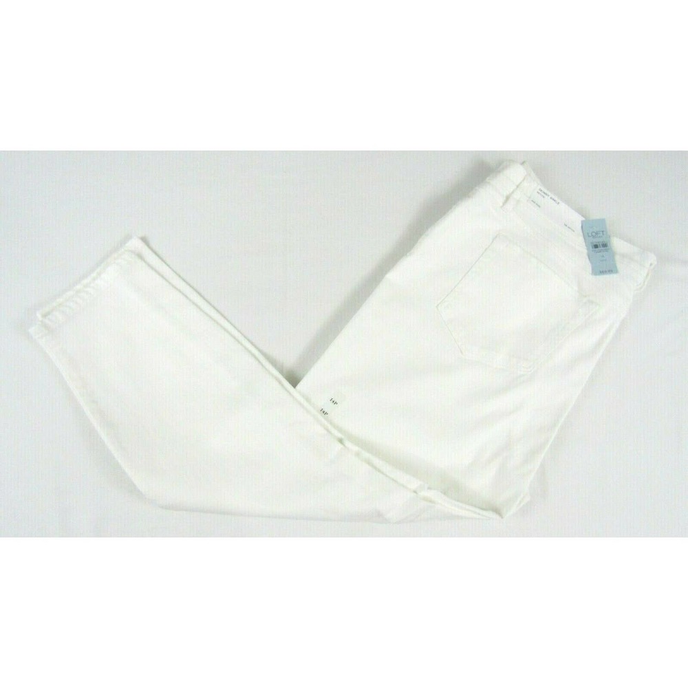 New LOFT Ann Taylor White Skinny Ankle Jeans Women 14P Stretch Mid Rise $69.50